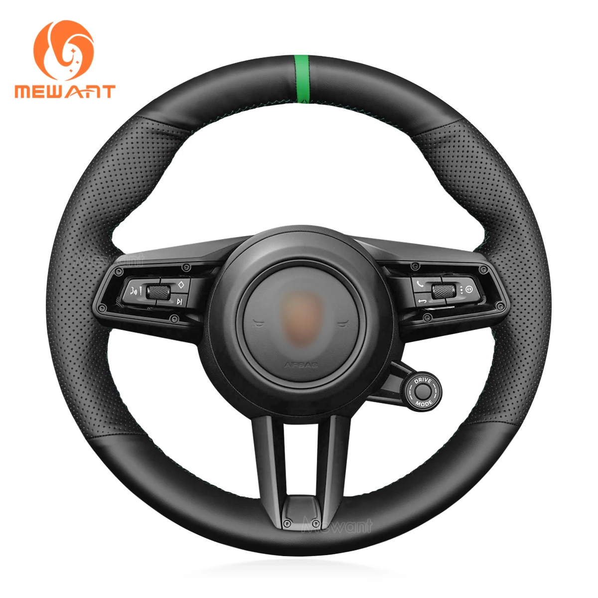 

Hand Stitching Black Leather Steering Wheel Cover for Porsche 911 992 Taycan 2020 2021 2022 2023