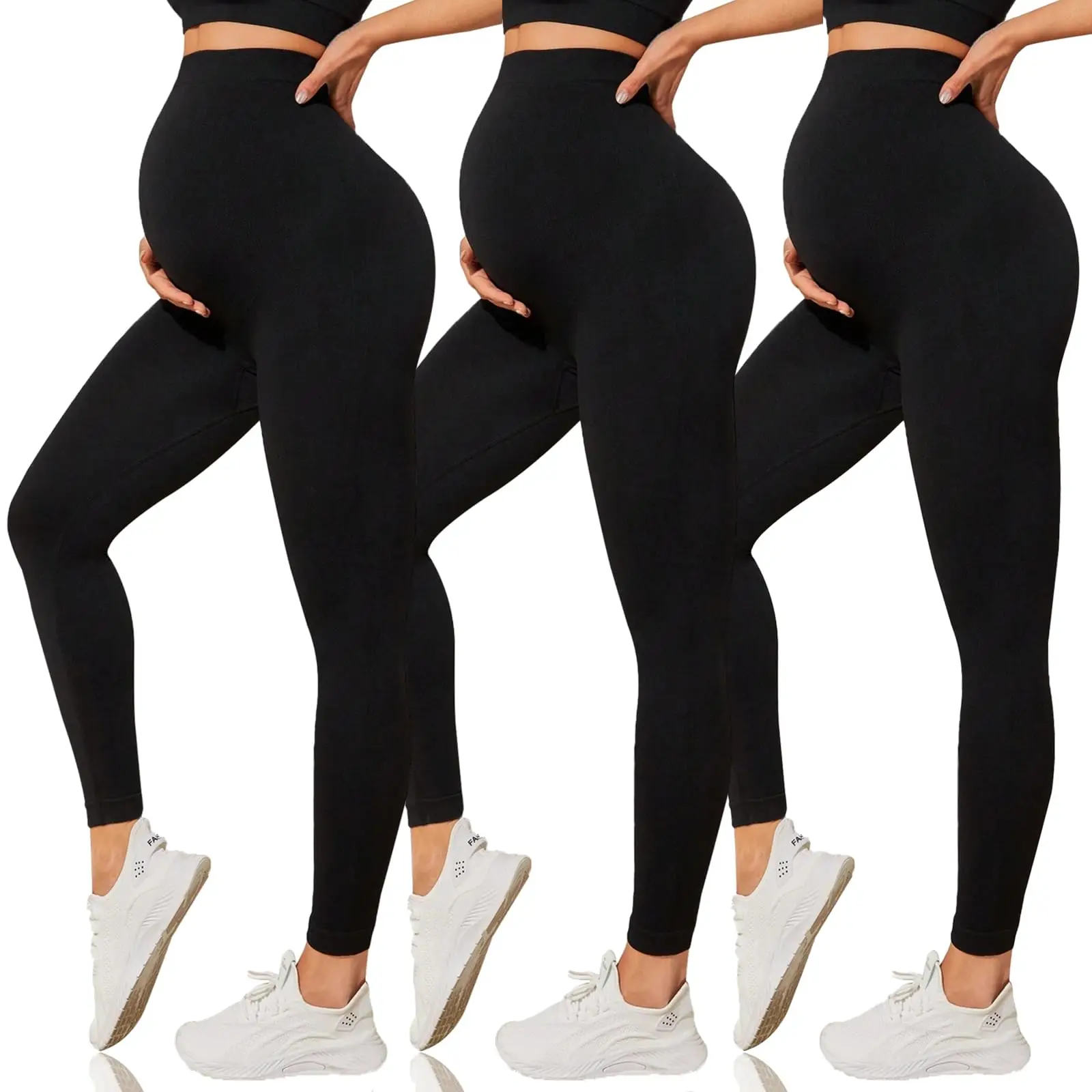High waisted full length four-way stretch yoga pants