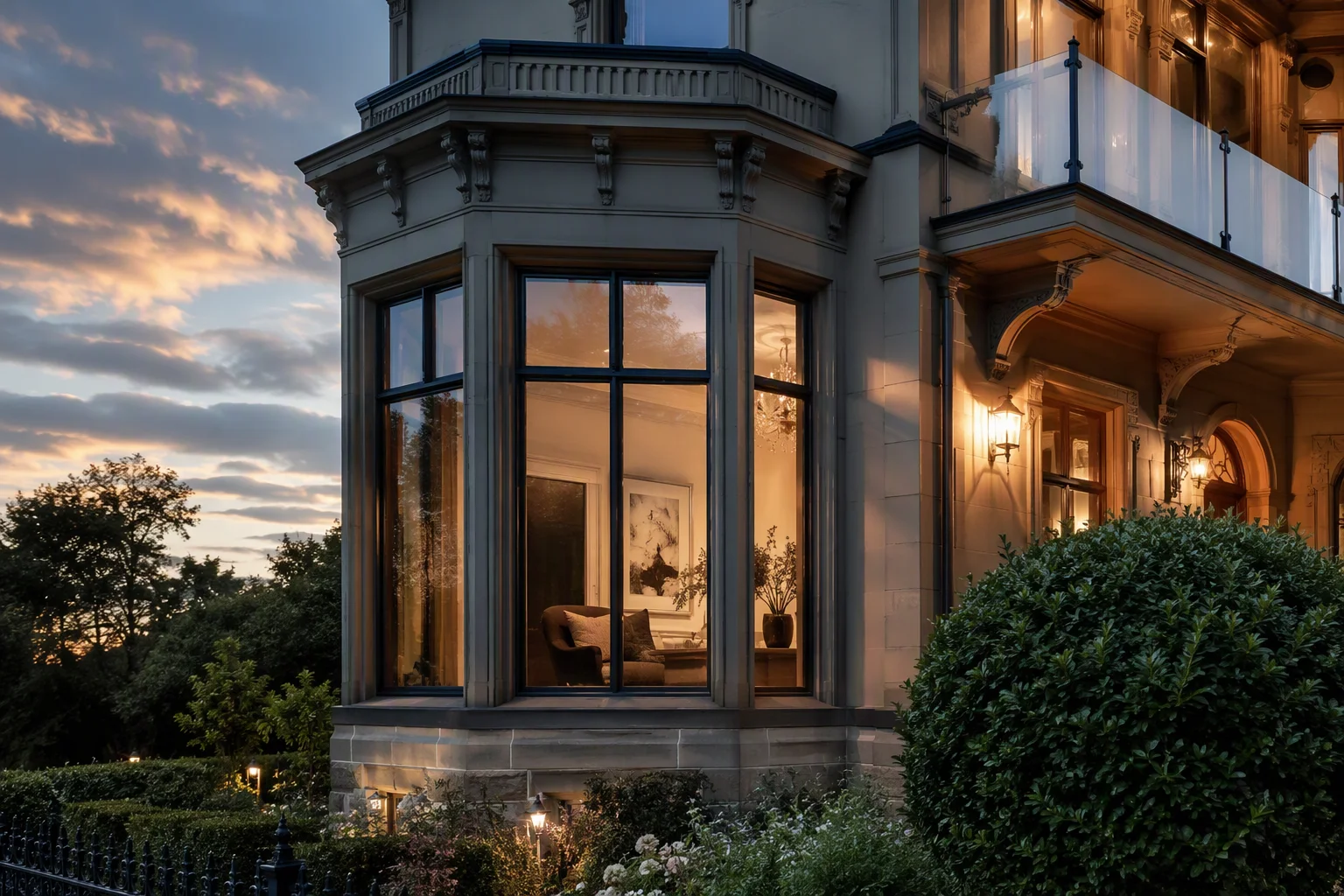 Three Sided Aluminium Bay Window Projection Victorian Facade Richocean Foshan Bay Bow Windows Manufacturer China Foshan Factory Price Corner Post Cantilever Support Insulated Glass