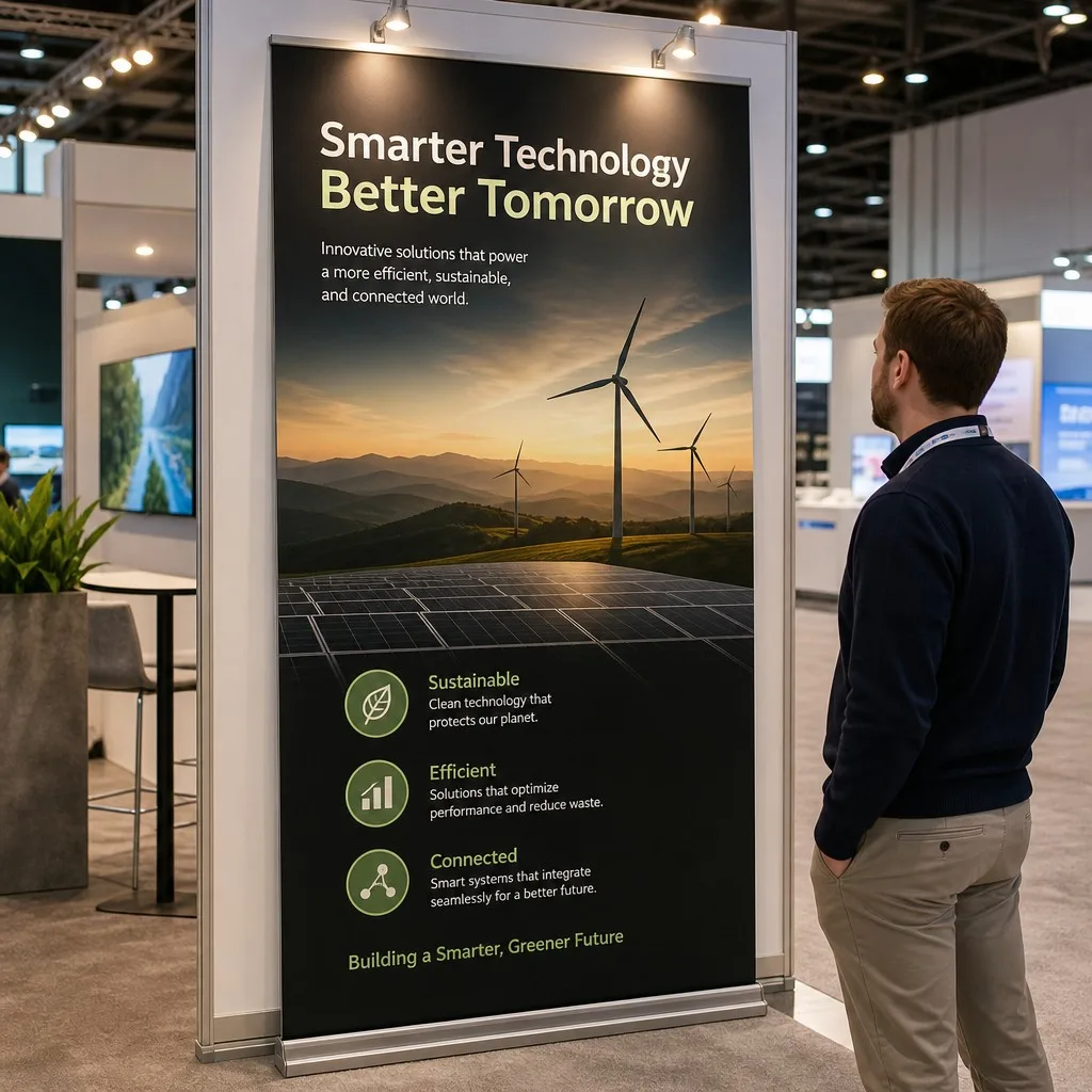 Trade show display with Western professional