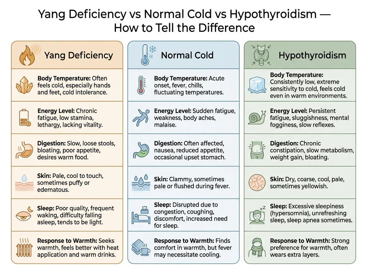 Yang Deficiency vs Normal Cold vs Hypothyroidism