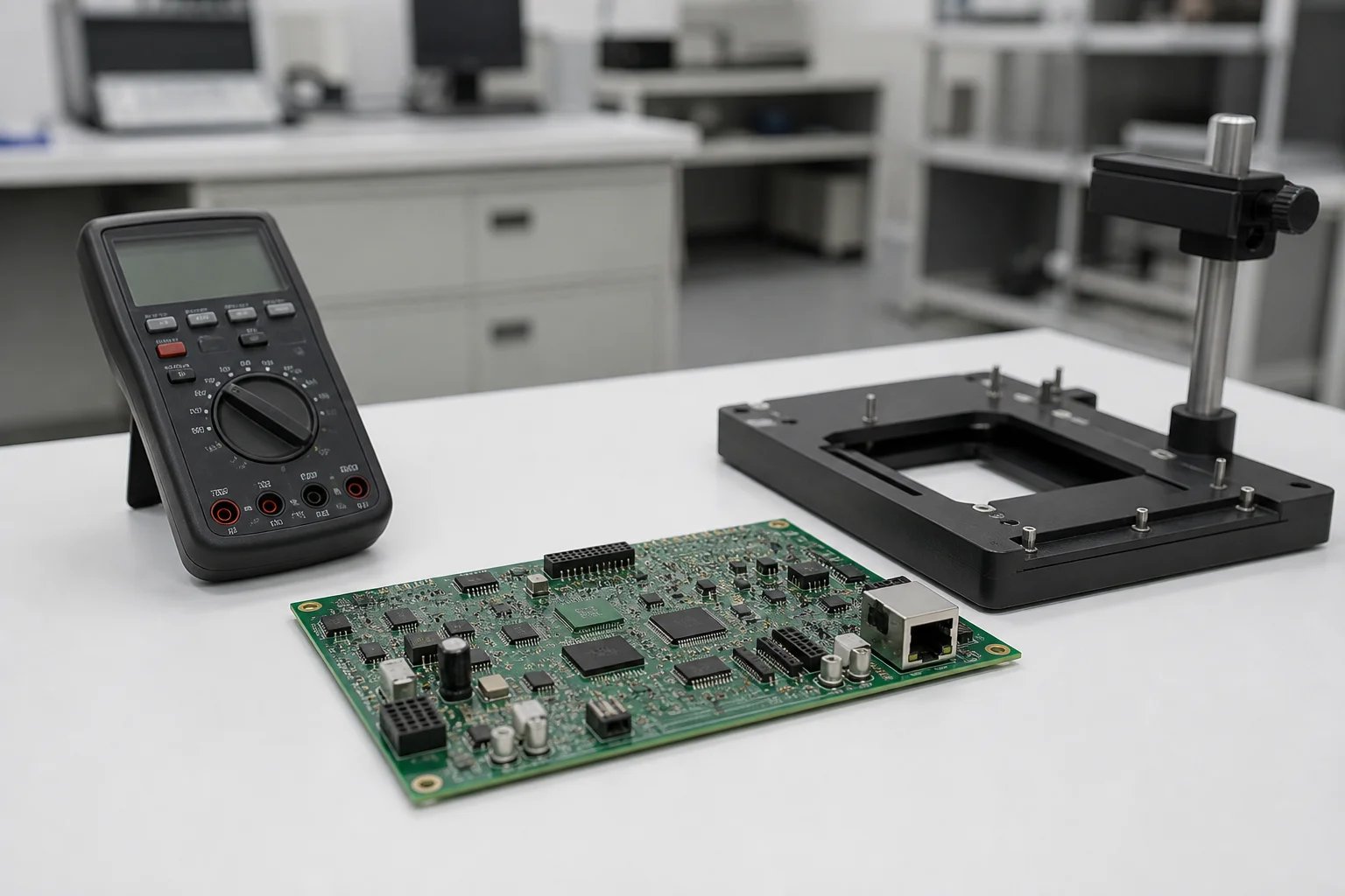 Functional test bench with a PCBA