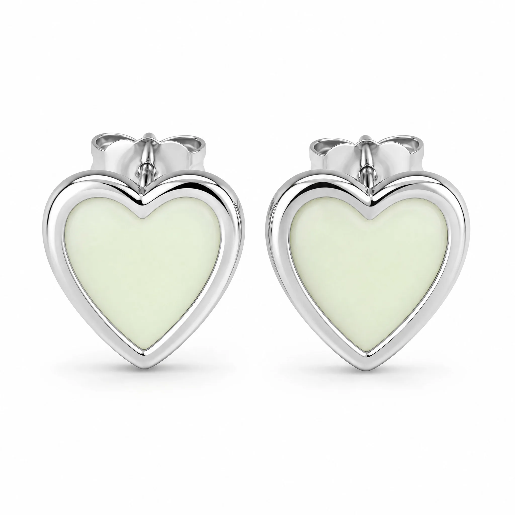 Glow in the dark heart stud earrings