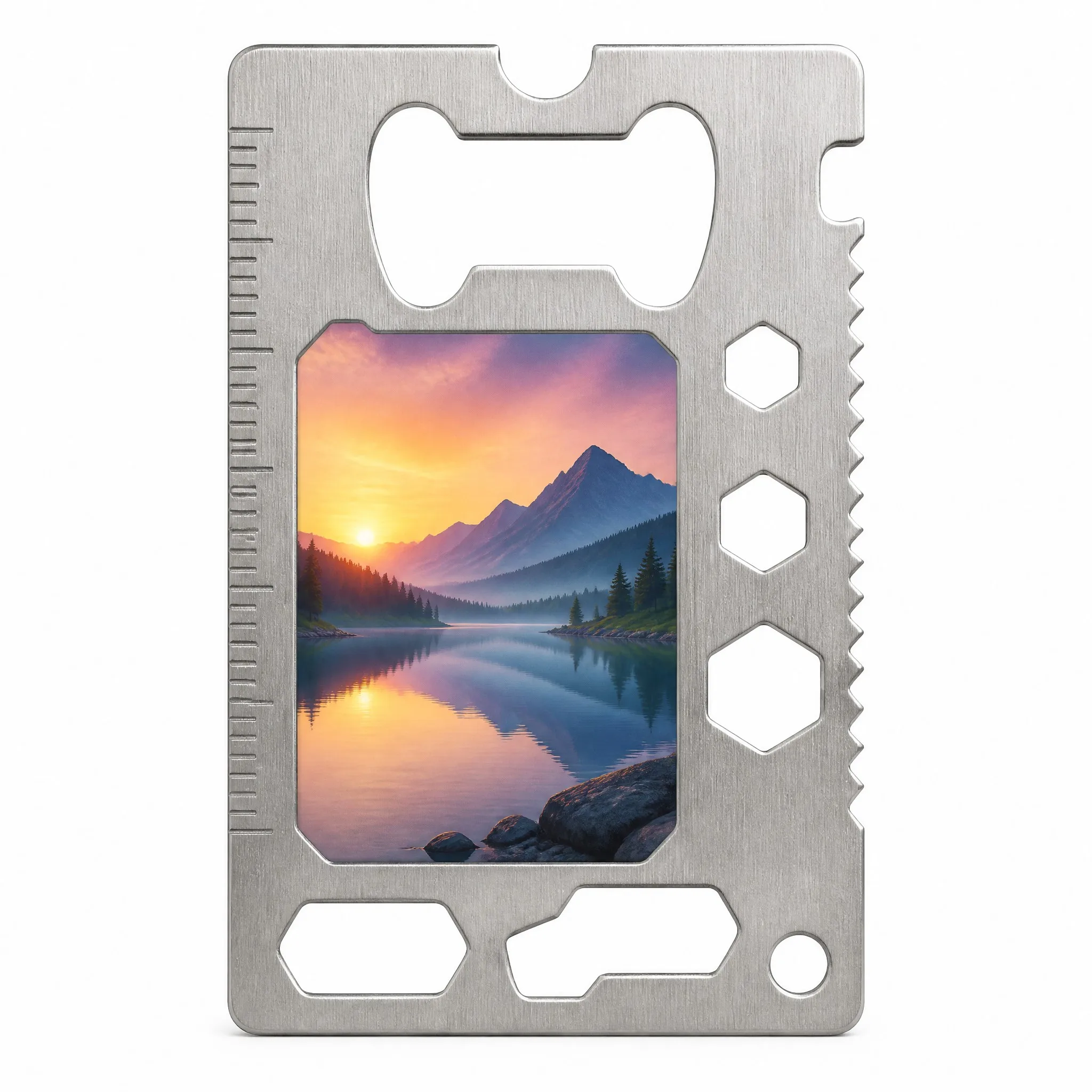 Custom UV printed stainless steel credit card bottle opener multi-tool