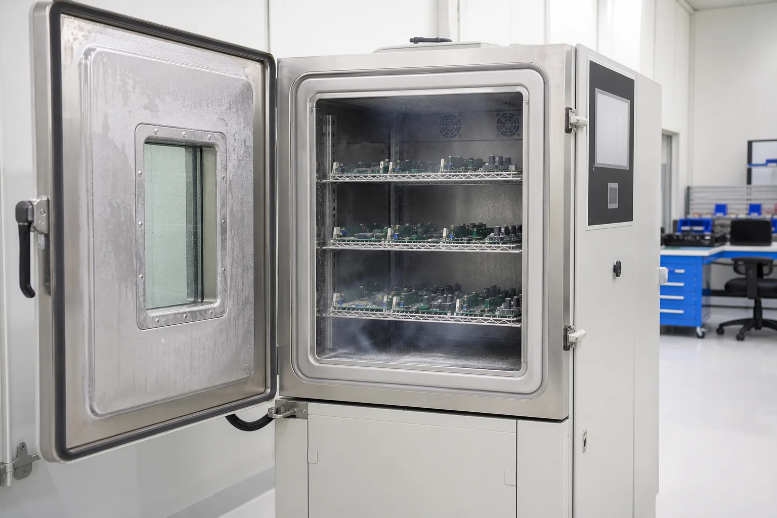 Environmental test chamber with PCB assemblies