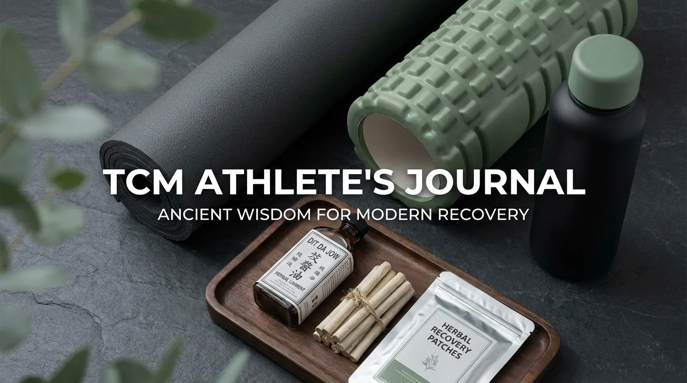Athlete applying recovery patch