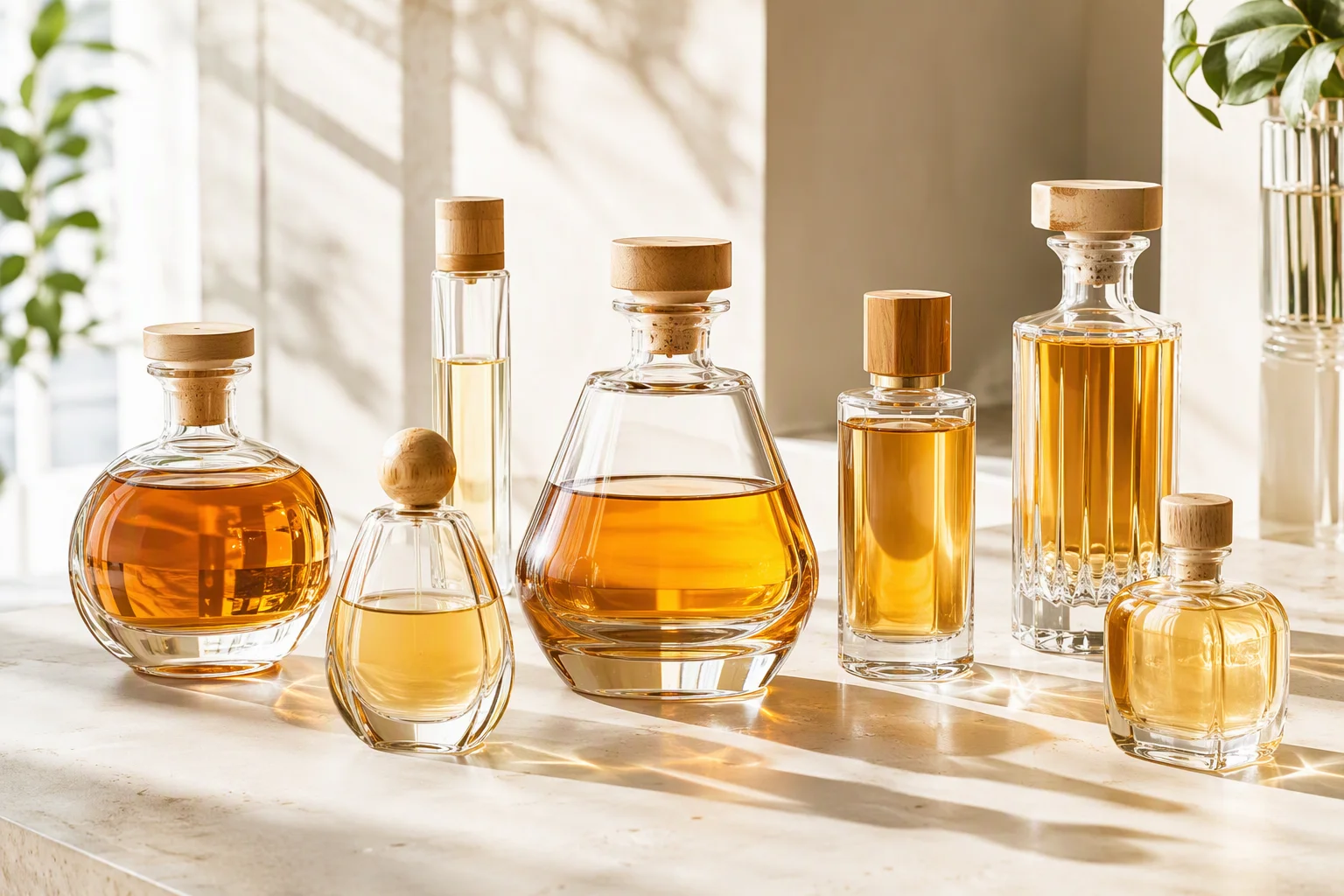 Bright high-end glassware showcase illustrating Ruisen glass manufacturing craftsmanship