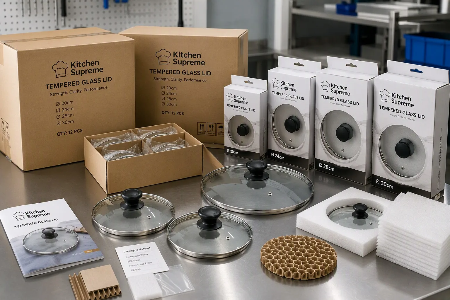 OEM packaging configurations for tempered glass cookware lids