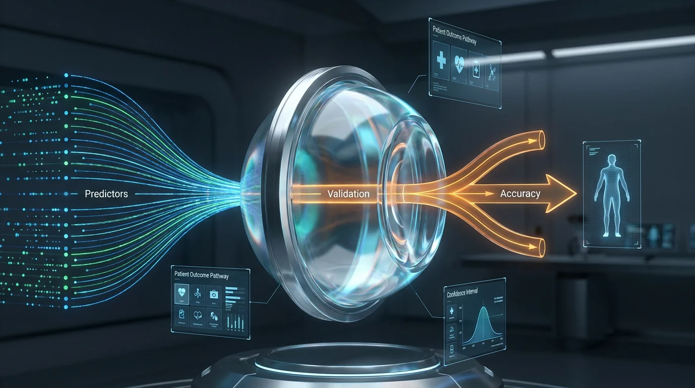 Conceptual 3D visualization of clinical prediction and data focus
