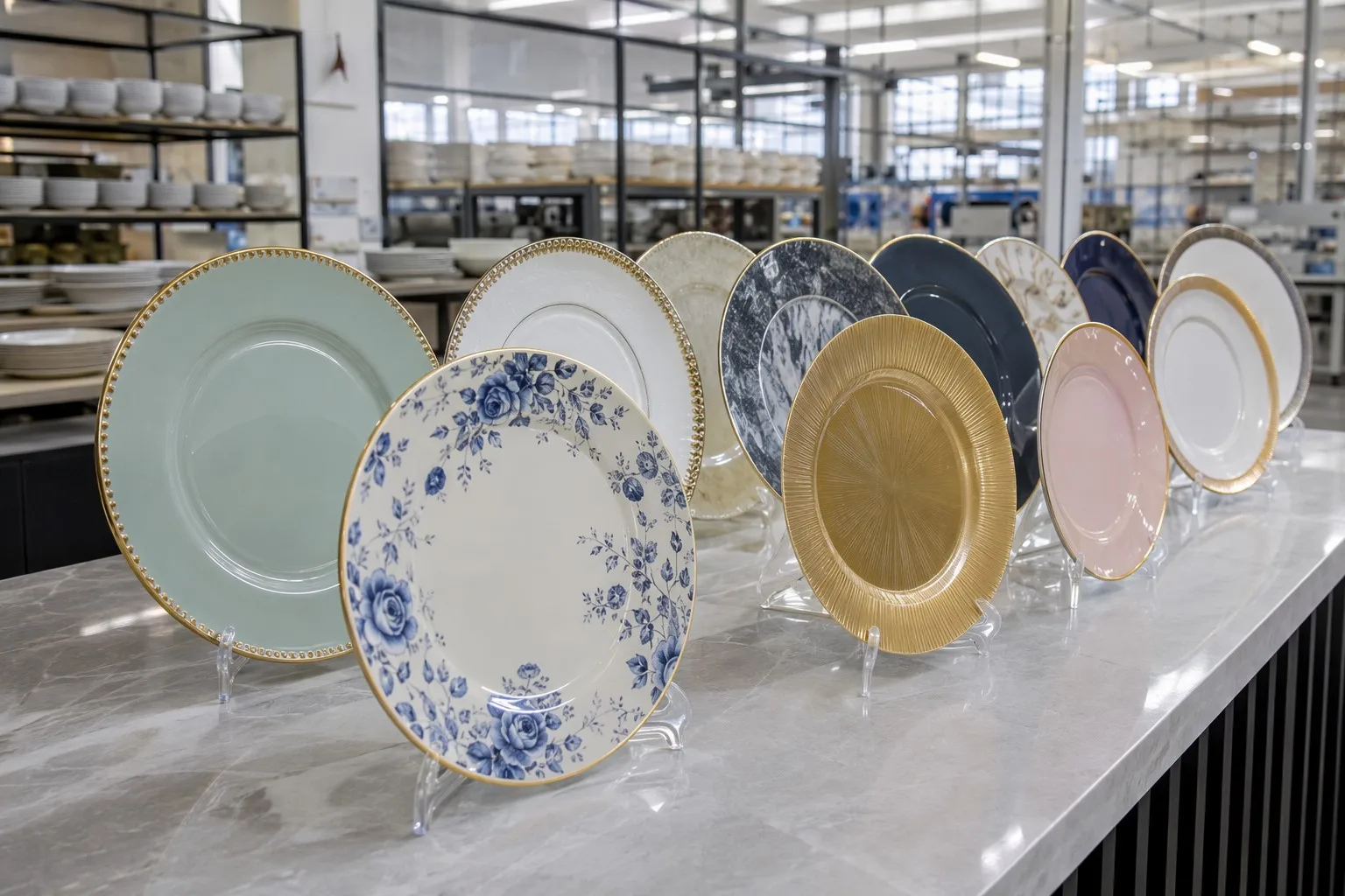 Charger plate manufacturer factory showroom display