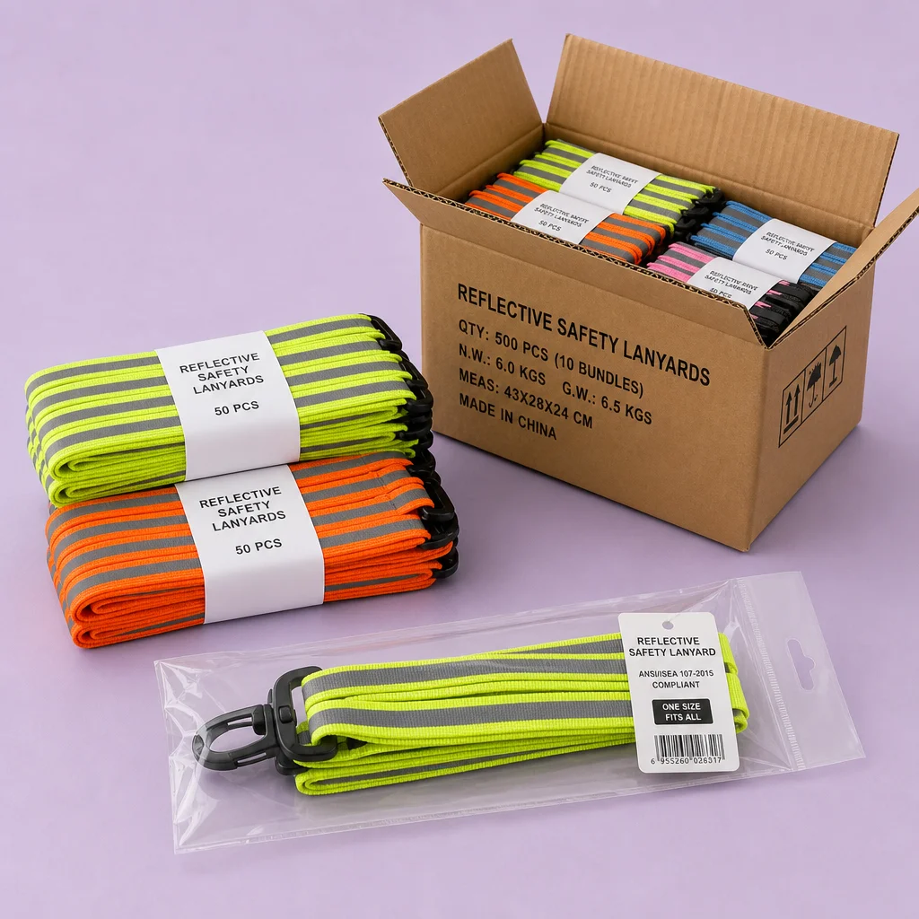 Industrial Safety Box Packaging & Paper-Wrapped Lanyard Bundles