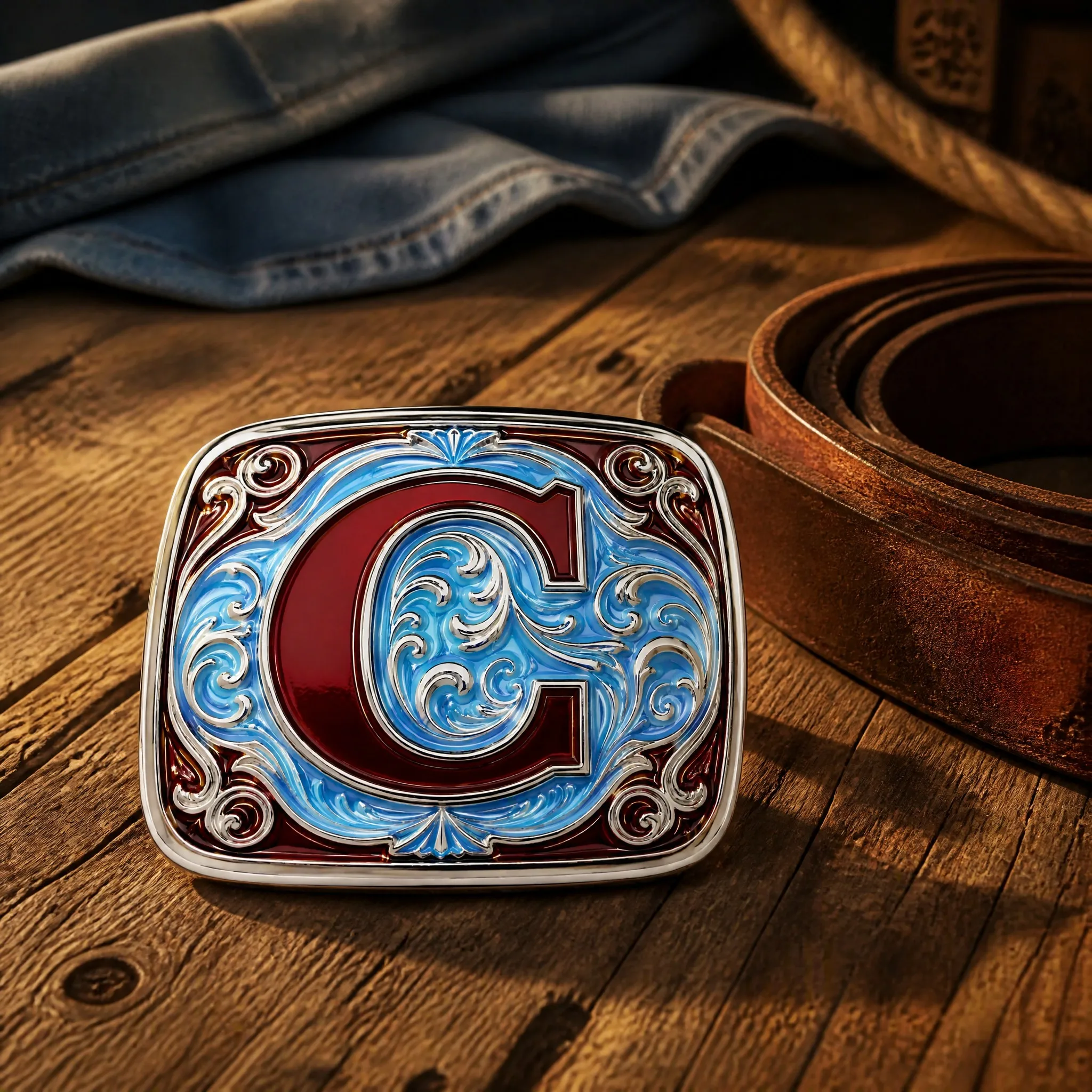 Western style scene with leather strap