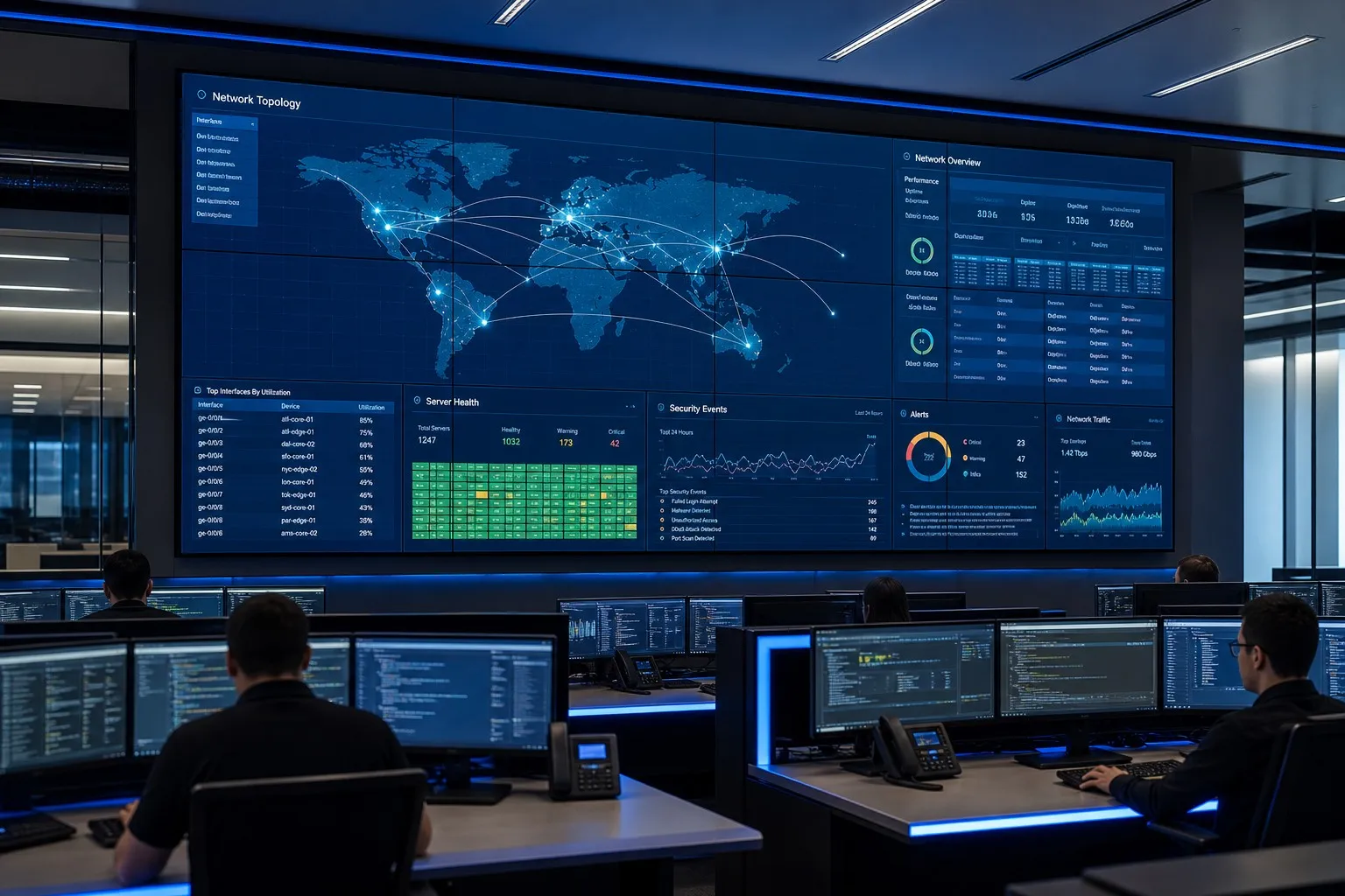 Modern NOC Control Room with Veeluame LCD Wall