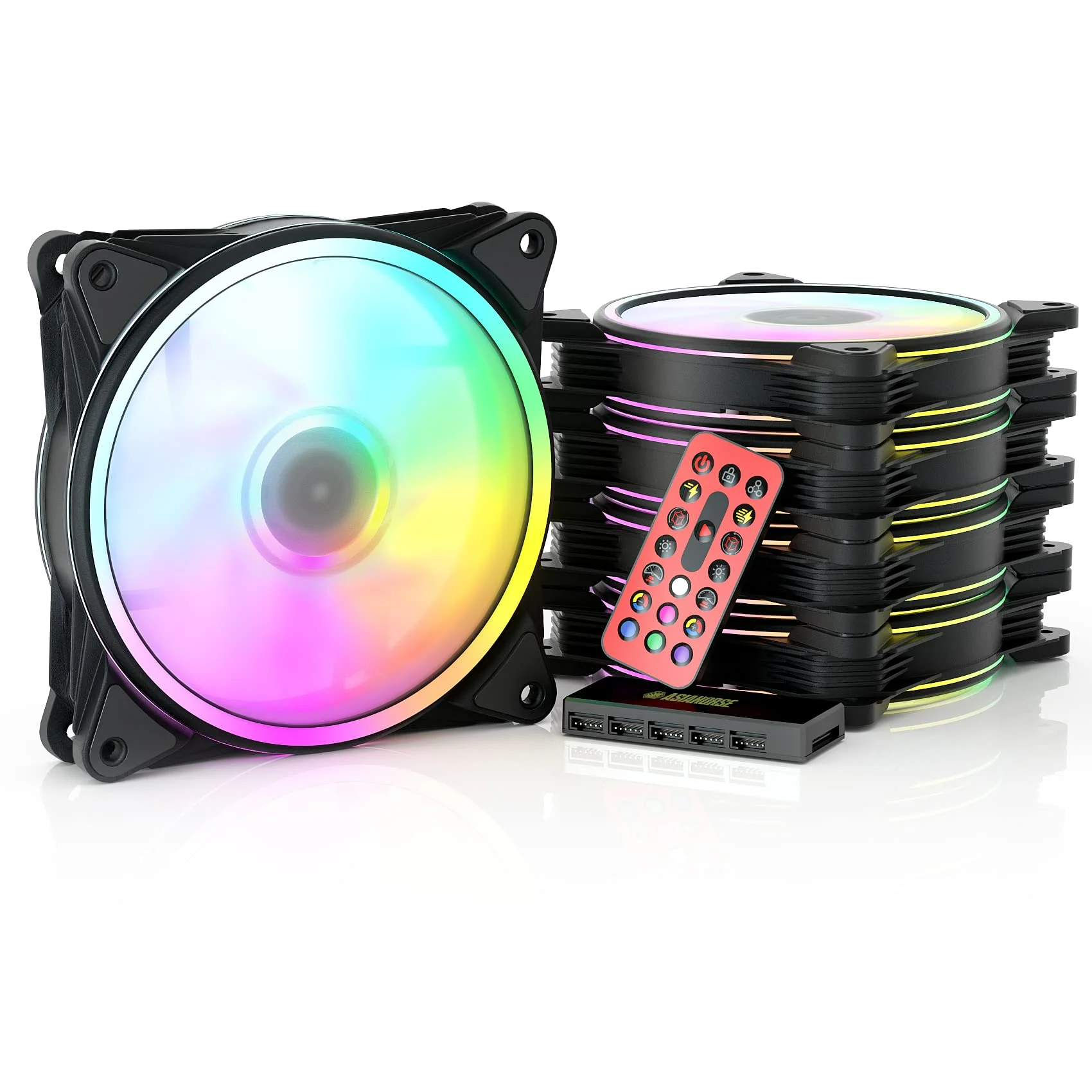 

Asiahorse PC RGB Fan for Gaming Pc Computer Fan RGB 6 Pin 120mm Cooling Case Fans 12CM Air Cooler