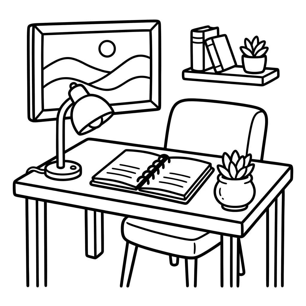 Bold & Easy Home Office Illustration