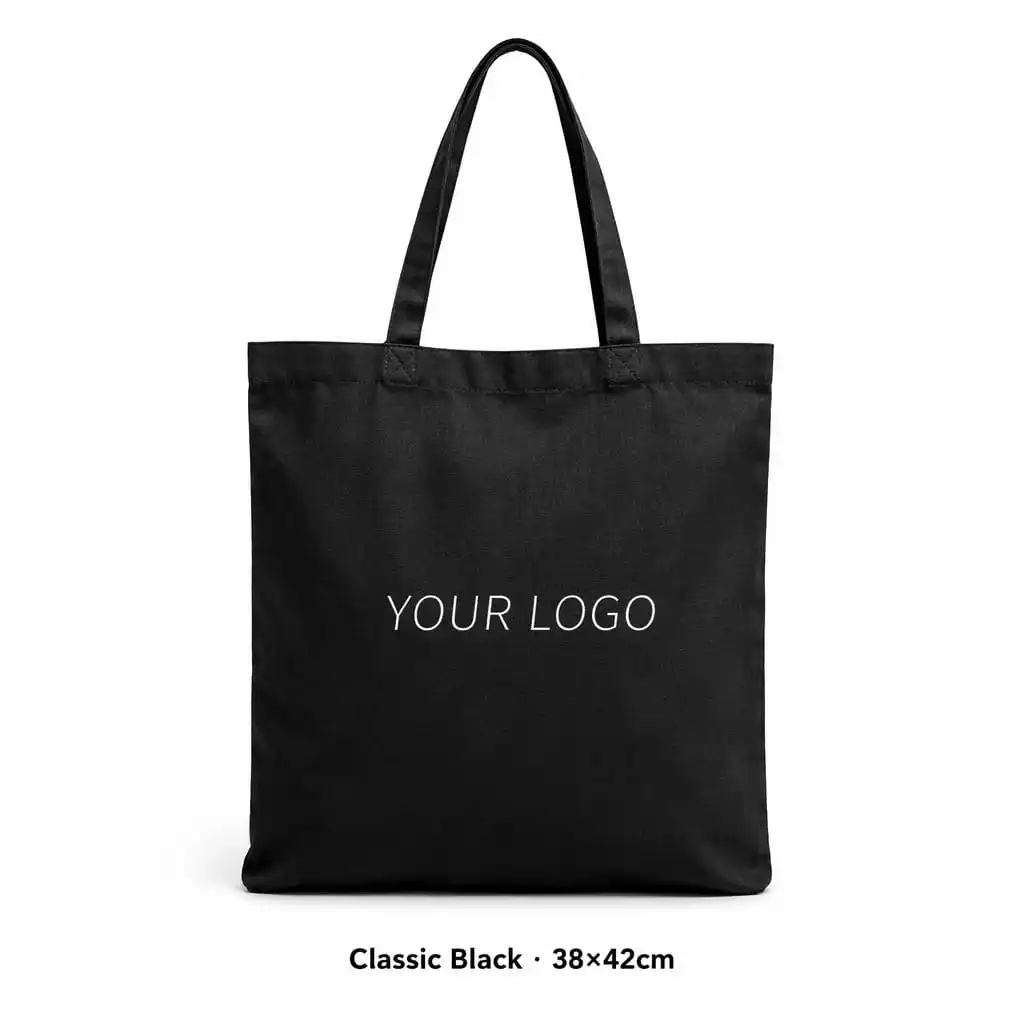 Classic black canvas tote bag