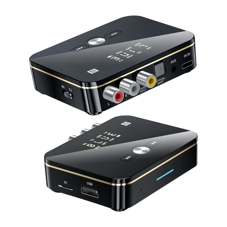 

Hot sale Mini 2 in 1 NFC Optical Coaxial 5.0 Audio Transmitter Receiver with Digital Display Transmitter