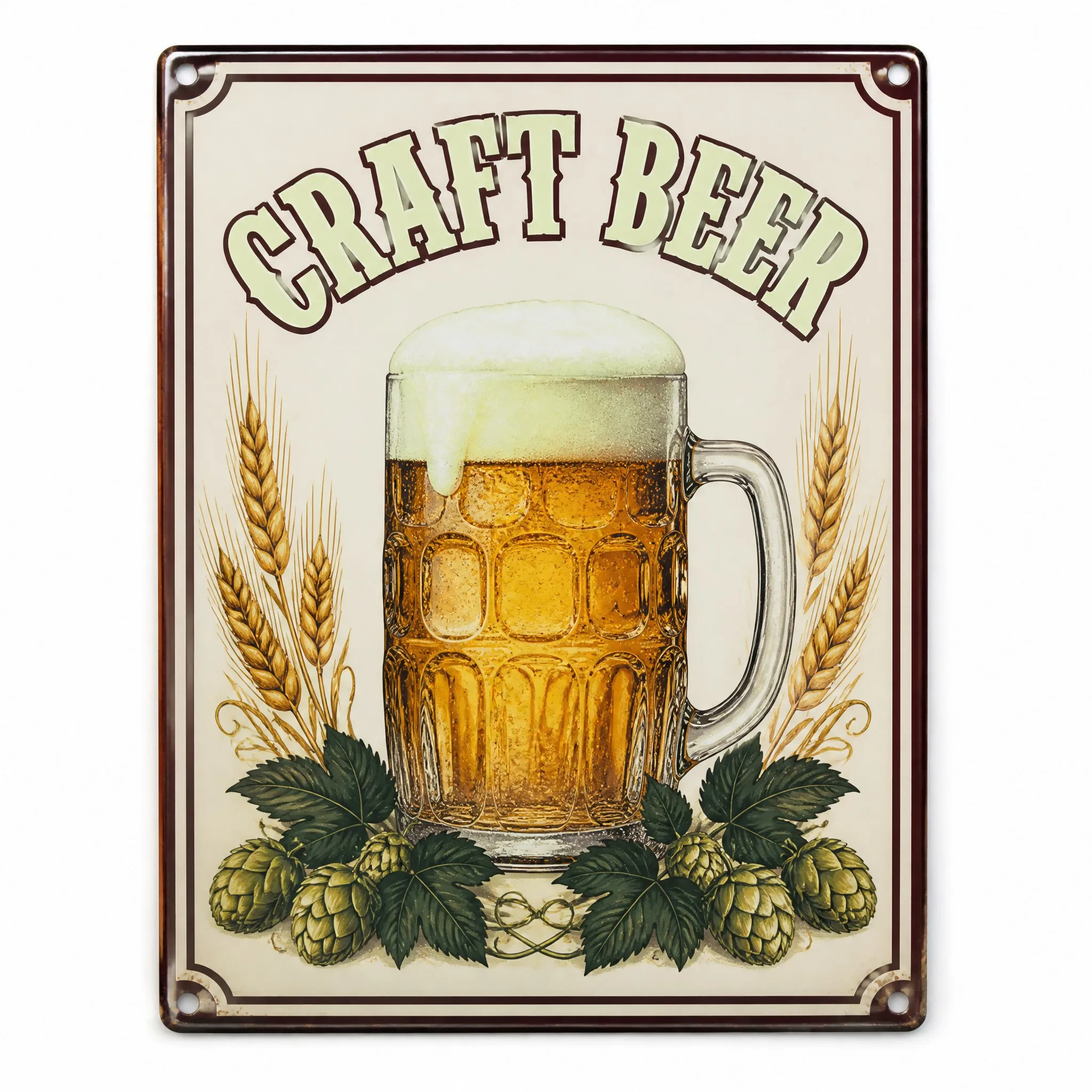 Custom Glow in the Dark Tin Sign 20x30cm - Daylight Front View on White Background