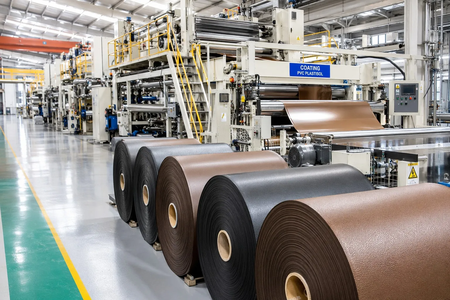 PVC artificial leather production line with finished rolls