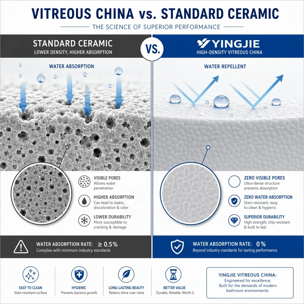 Microscopic Density Comparison: Vitreous China vs Standard Acrylic