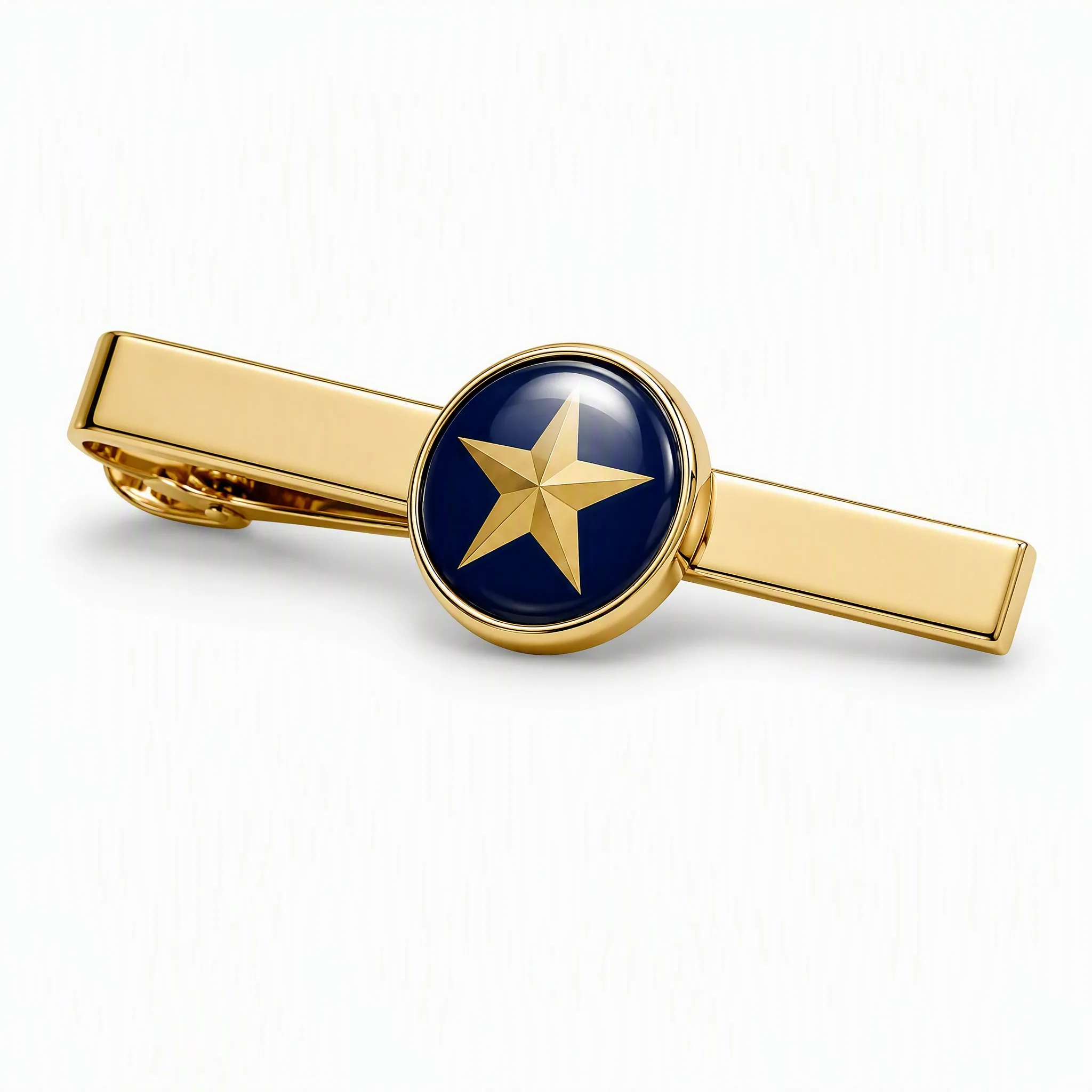 Epoxy domed tie clip 45 degree angle view