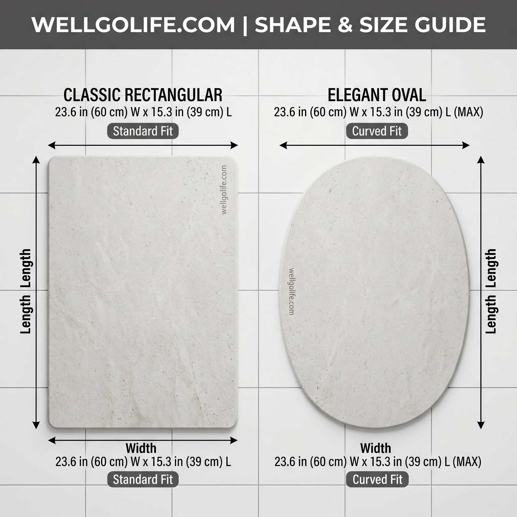Size Guide Rectangular vs Oval