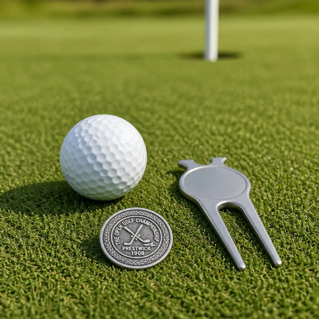 Ball marker marking position on the green