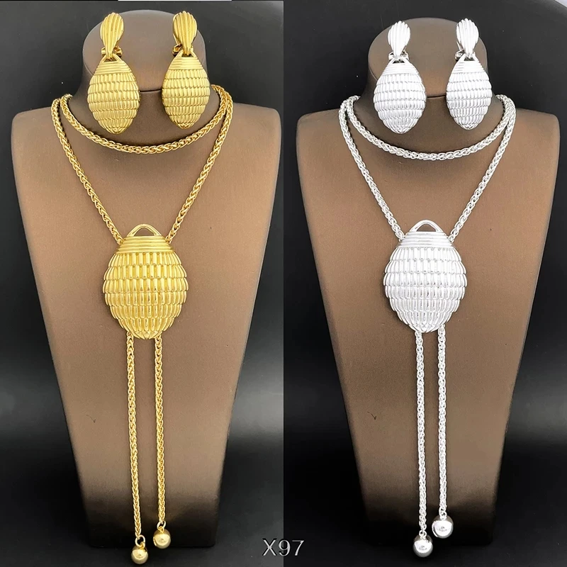 

juepei wholesale jewelry adjustable long chain with big turtle shell pendant Earrings Set Wedding Party Gift