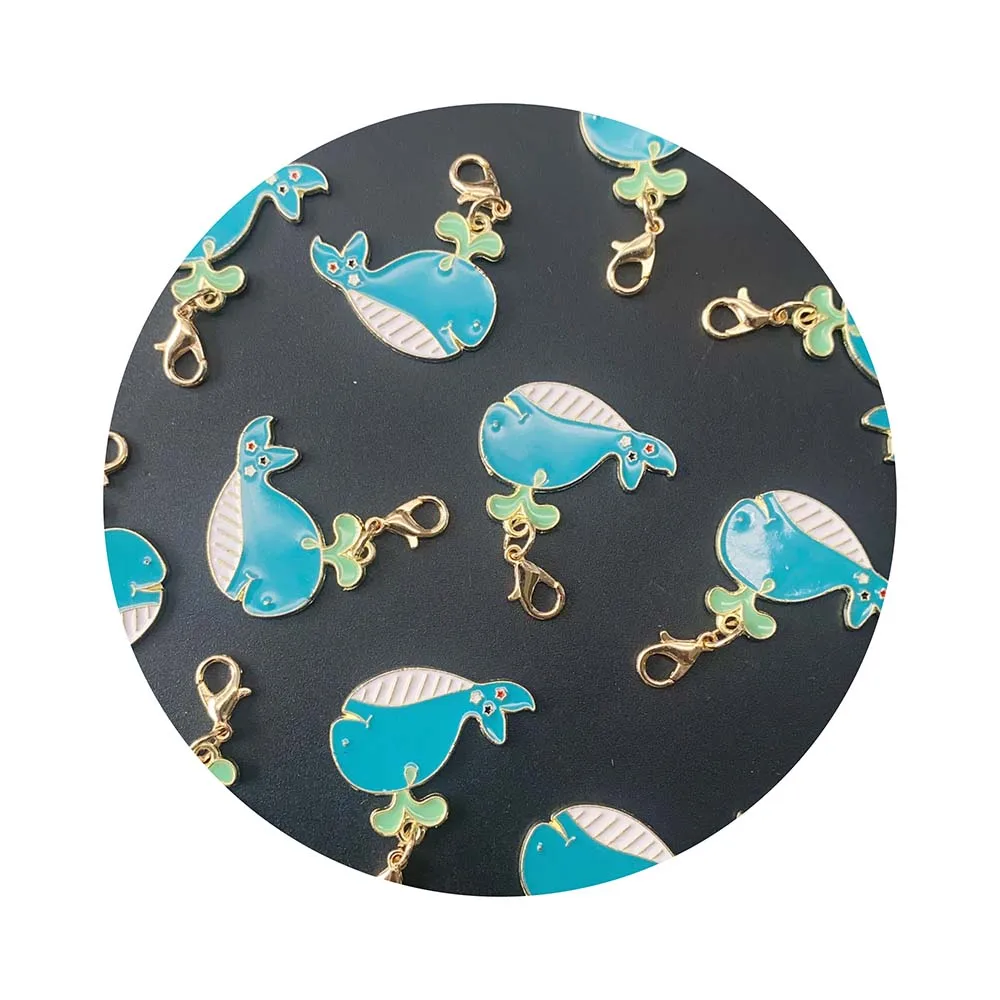 Bulk 100Pcs Enamel Ocean Sea Fish Charms Pendants Dangles Cartoon Whale Keychain for Jewelry Making Supplier