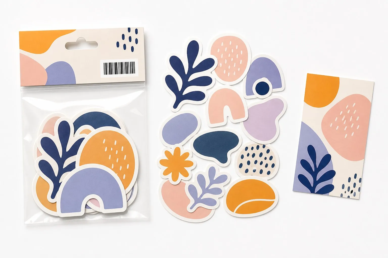 Anatomy of retail sticker pack cello bag header card barcode die cut stickers