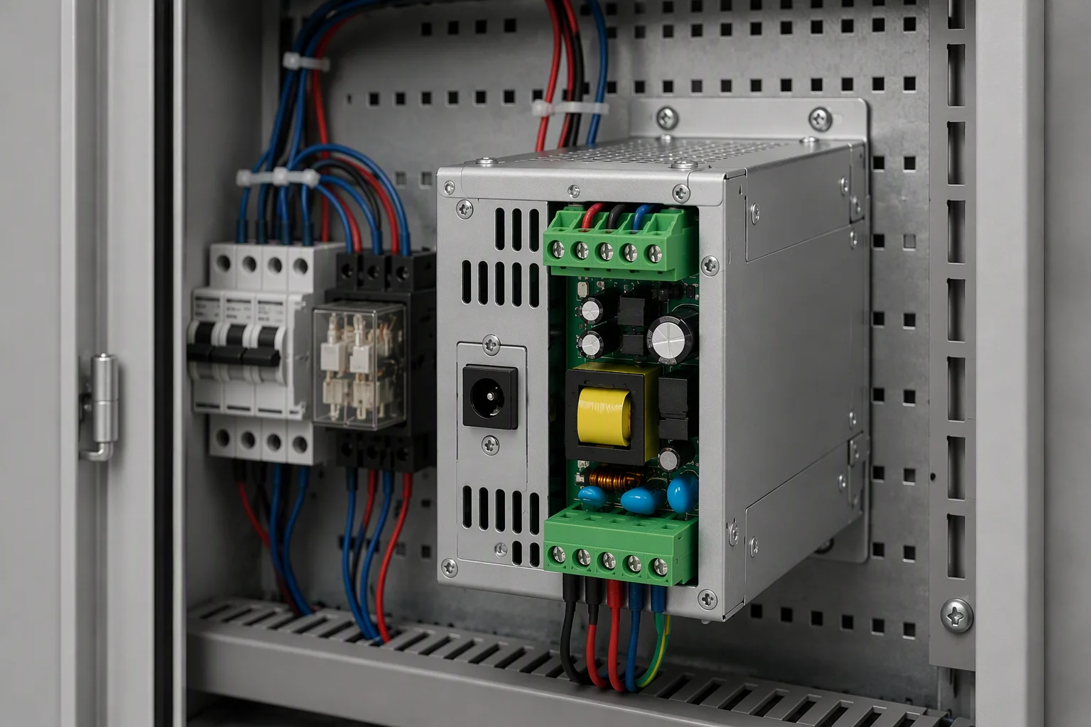 Power board installed in a control panel