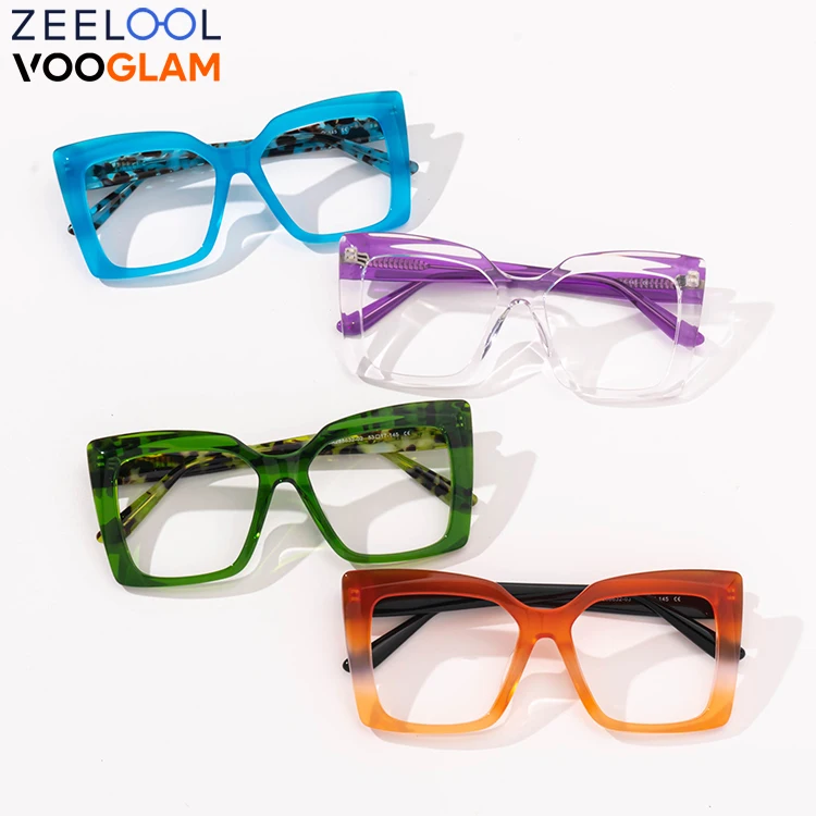 

Vooglam Wholesale Acetate Women Men Thick Eyeglasses Full Rim Square Eyeglasses irregular Color Eyeglasses for sale