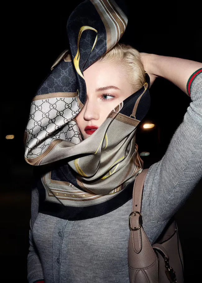Gucci Monogram Silk Scarf Styling 2026