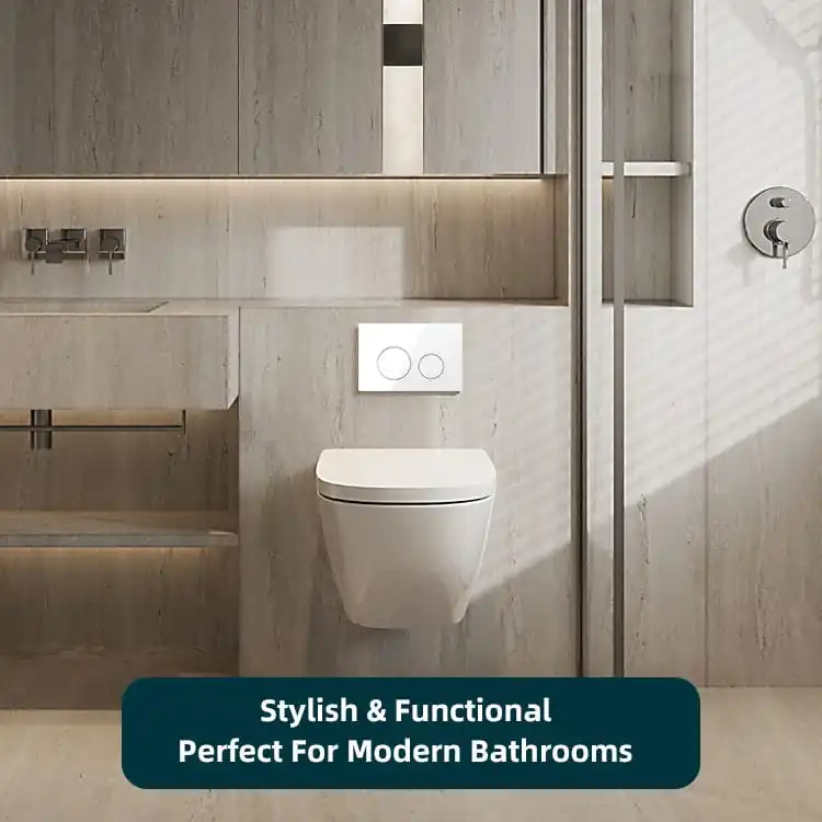 White Glass Flush Plate For Bright Concealed Cistern Bathrooms
