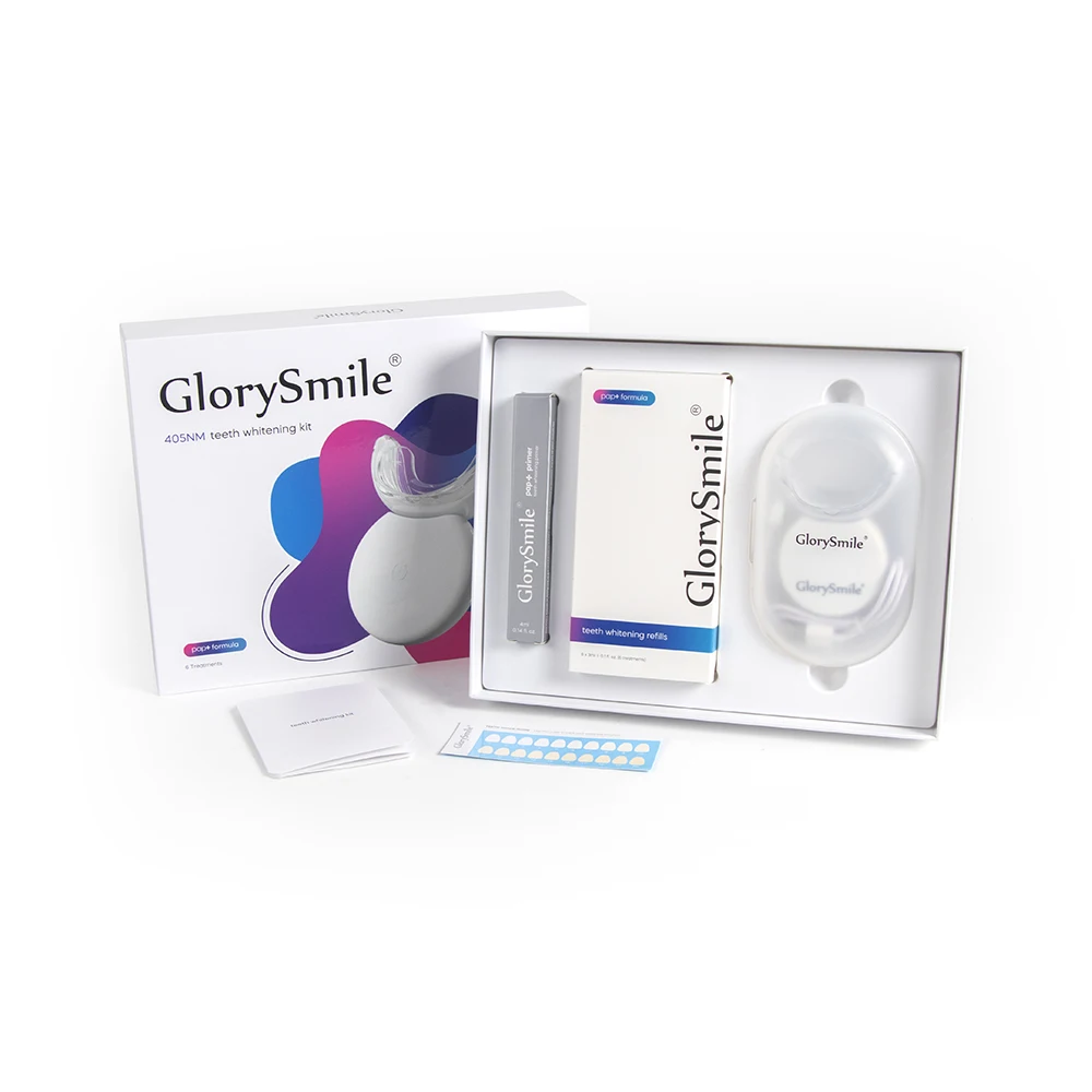

Glorysmile Home Purple 405NM Wireless Rechargeable Laser Light Teeth Whitening LED Kit Private Logo