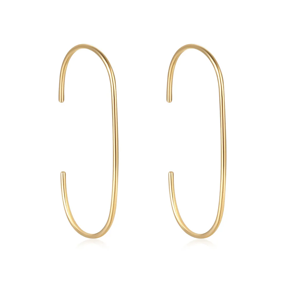 925 Sterling Silver U Shaped C Style Gold Filled Tarnish Free Modern Non Thin Minimalist Huggie Hoop Earrings