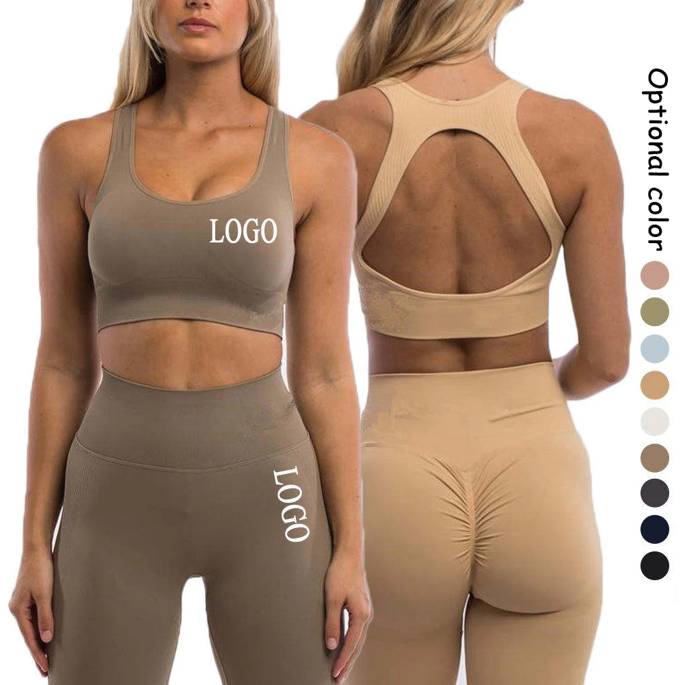 

Nieuwe Vrouwen Open Back Sportbeha Hoge Taille Vrouwen Scrunch Butt Yoga Broek Leggings Yoga Clothes Naadloze Workout Yoga Set