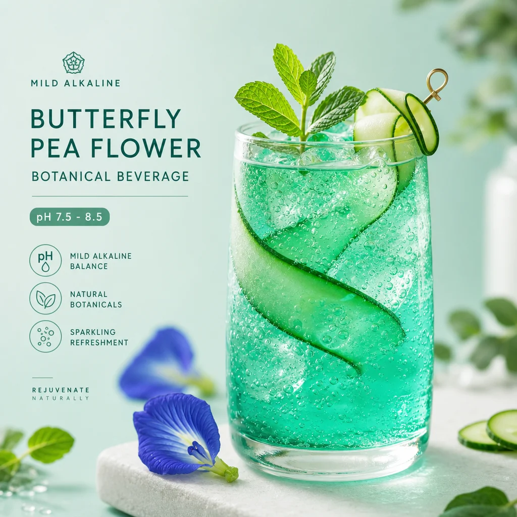 Butterfly pea flower subtle turquoise and emerald in alkaline pH