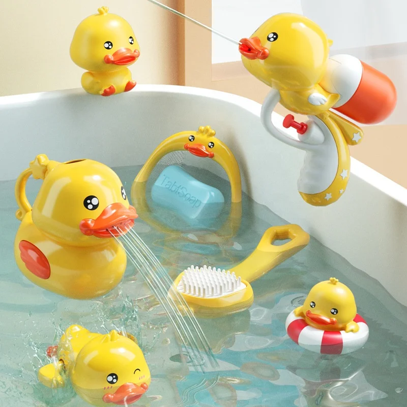 

2023 Hot Sale Baby Shower Toys Bathroom Water Gun Shower Little Yellow Duck Set