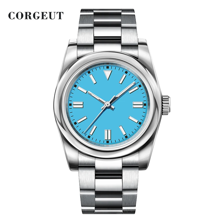 

Corgeut Hot Sale RTS 36mm Clean Dive Watch Blue Dial Luminous Sapphire Automatic Date NH35 NH36 Luxury Mechanical Watch For Men
