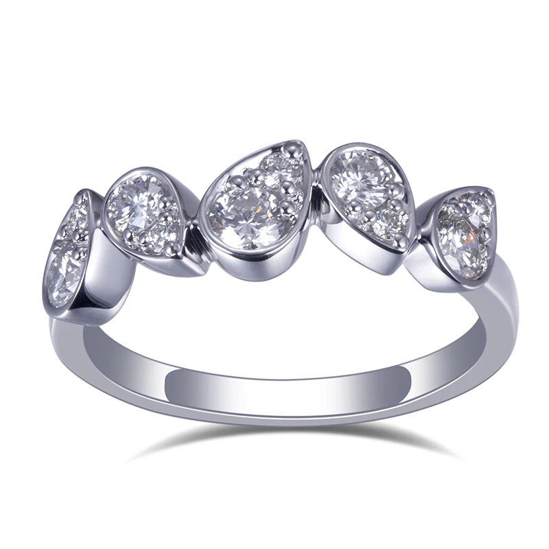 

Messi Jewelry MSR-644 18k White gold pear Engagement Wedding Lab diamond Ring