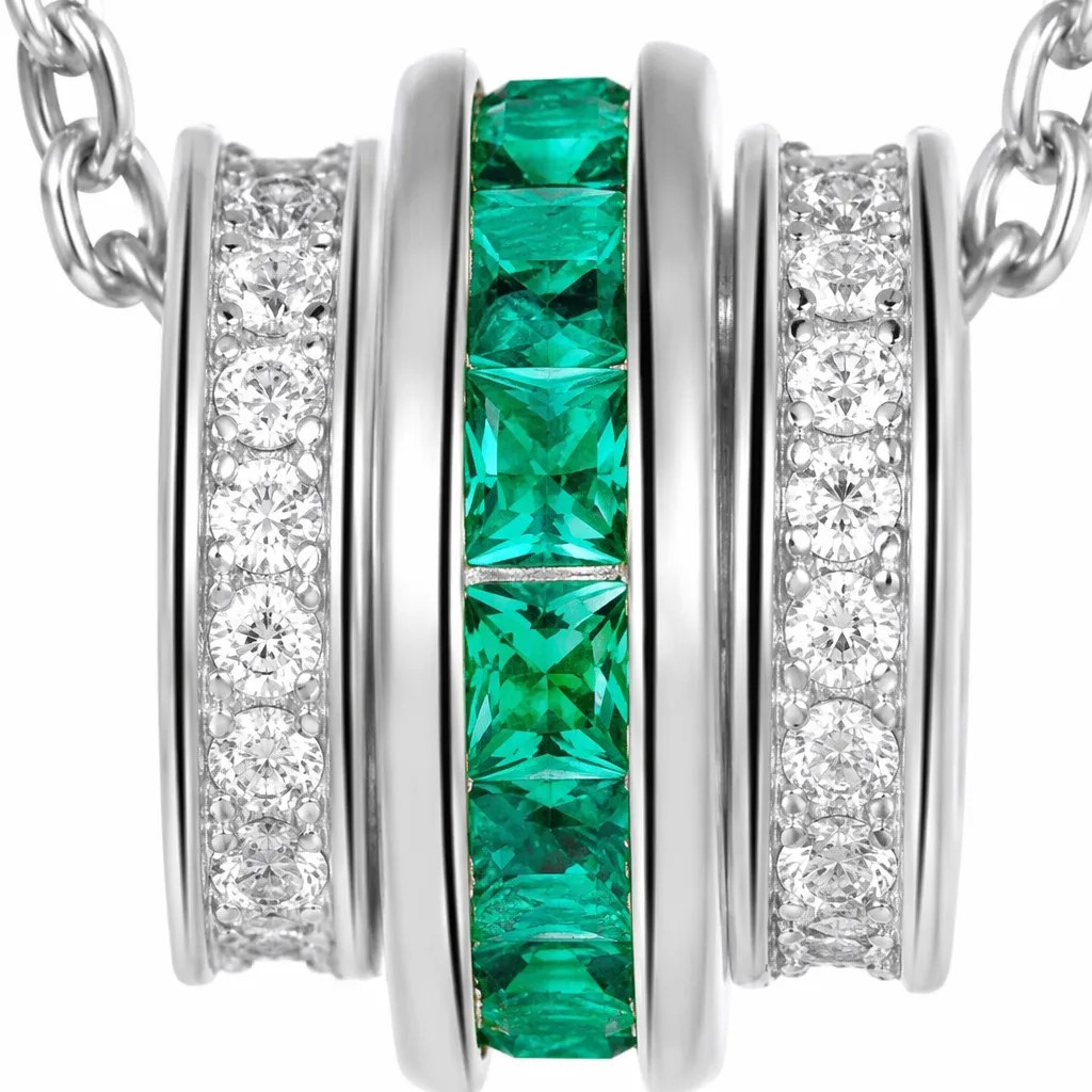 Emerald Cut Pendant Necklace 925 Silver Luxury Link Chain Geometric Women's Jewelry for Engagement Wedding Party Gift