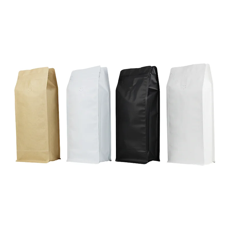 

In Stock 250G 320G 340G 1Lb 500G 2Lb 1Kg Plain BlackWhiteBrown Flat/Box Bottom Pouch Bag For Coffee Packaging