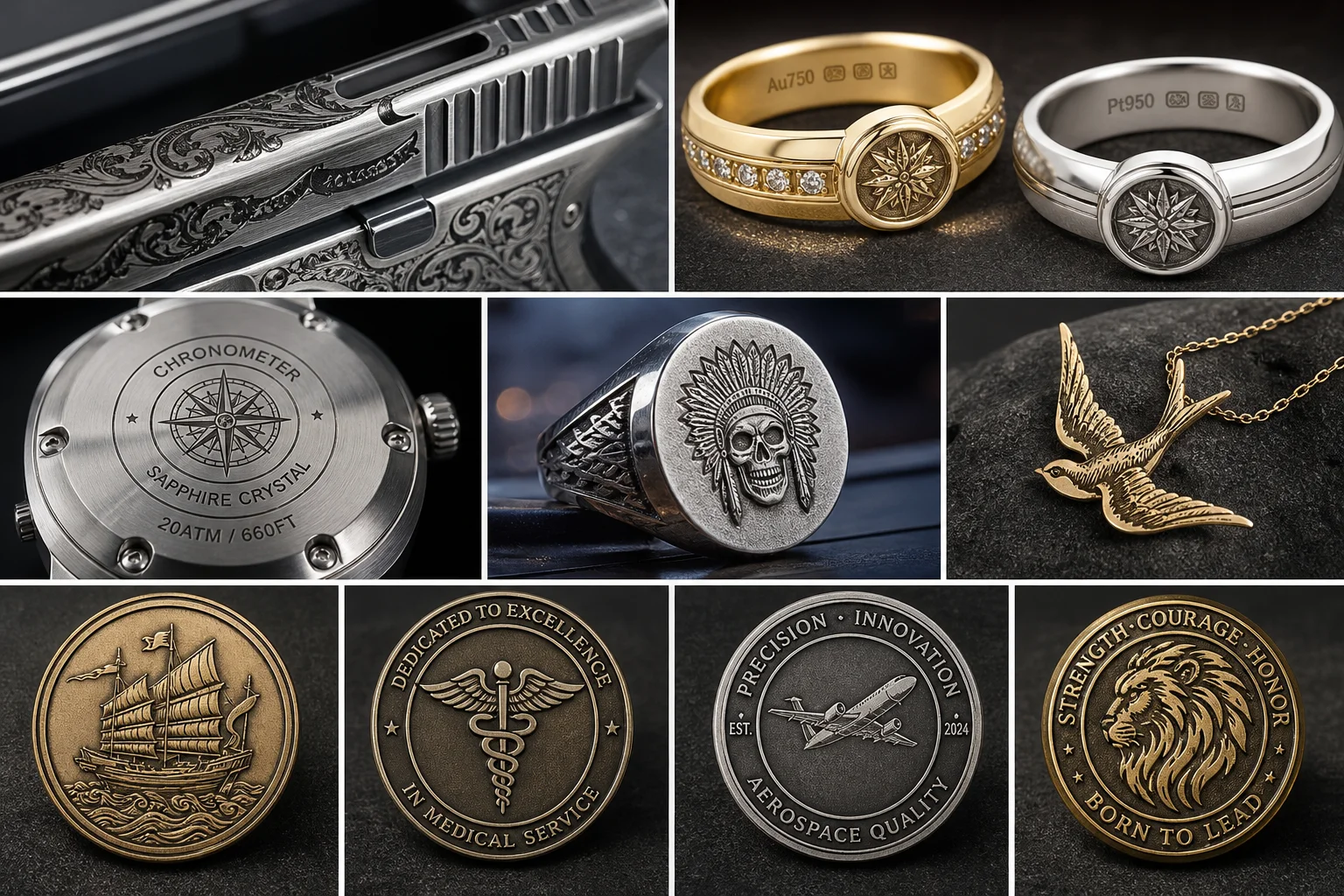 Precision Laser Engraving Applications: Firearms, Jewelry Rings, Watches & Badges