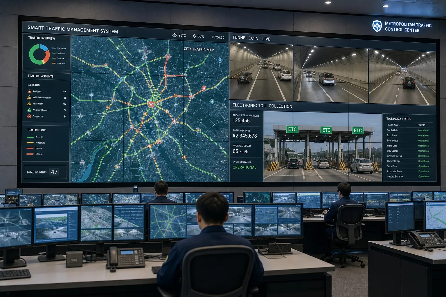 Centro de Control de Tráfico con Videowall LCD Veeluame
