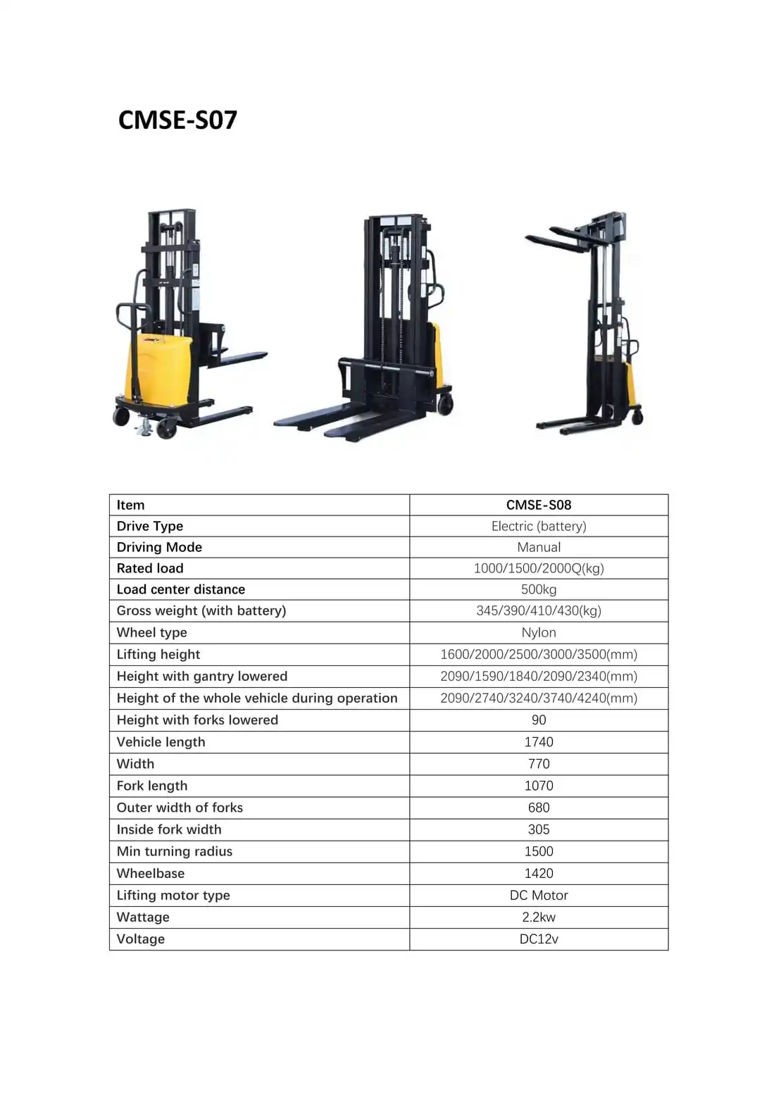 CMSE-S08 Universal Stacker 1鈥? Ton / up to 3.5m