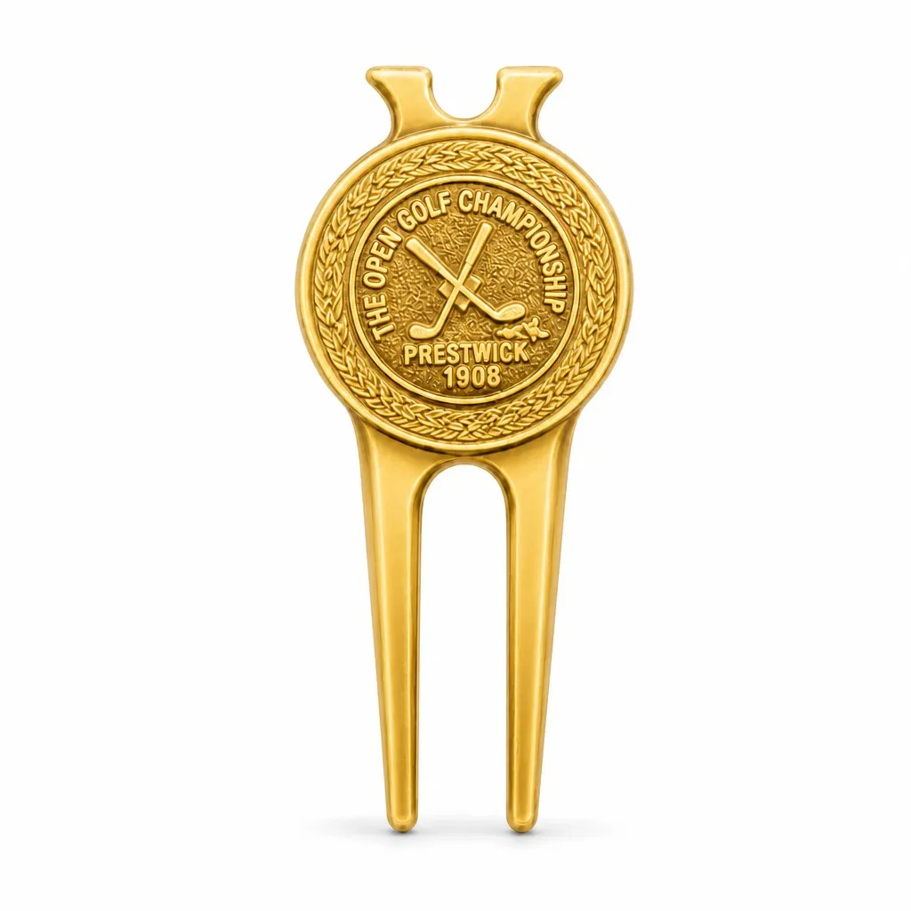 Gold Golf Divot Tool with Magnetic Ball Marker