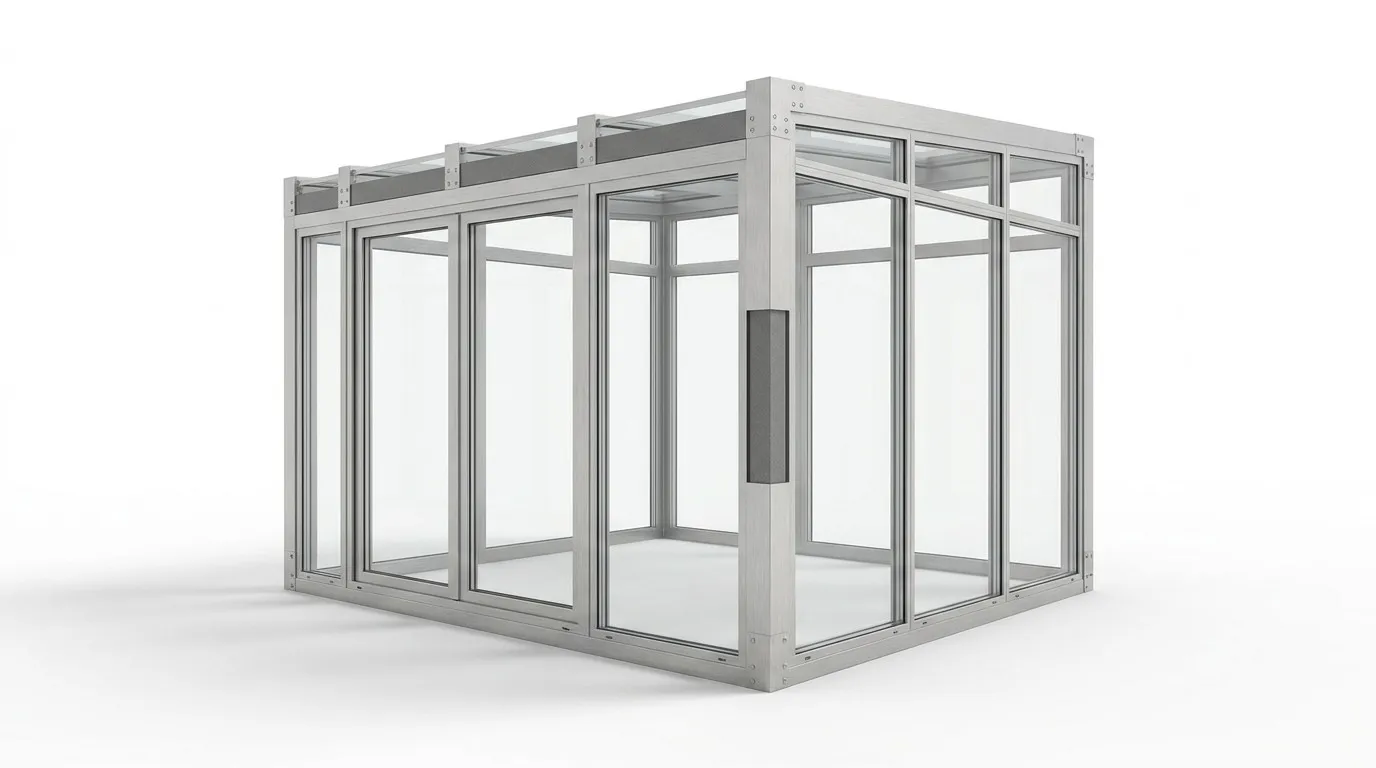 Aluminum glass sunroom system 3D product rendering China Richocean