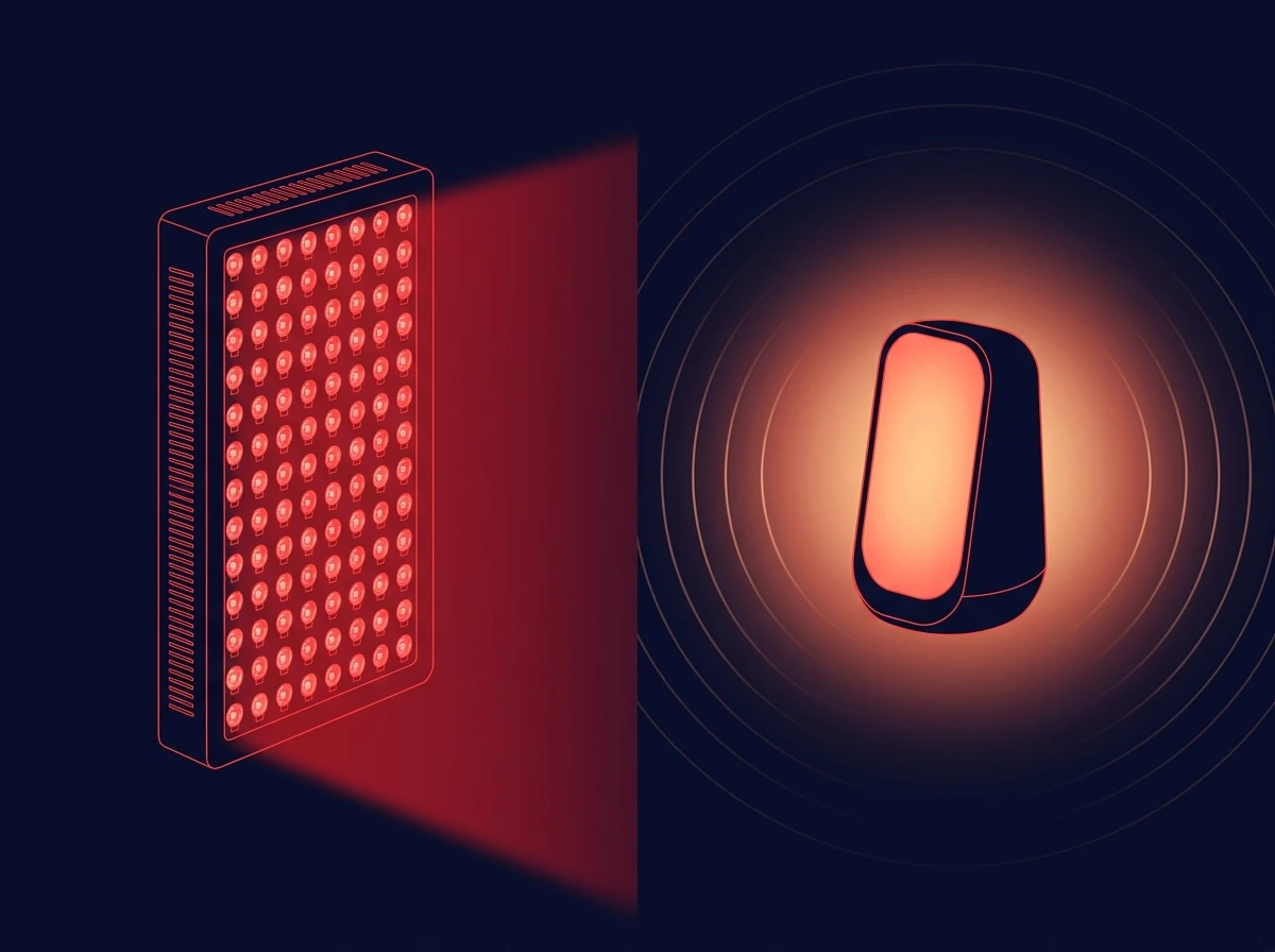 Comparing Joovv panels vs CalmiPulse Core bedside sleep device — red light therapy comparison