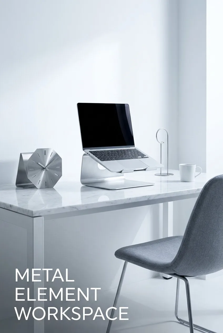 Metal Element Home Office Desk Setup
